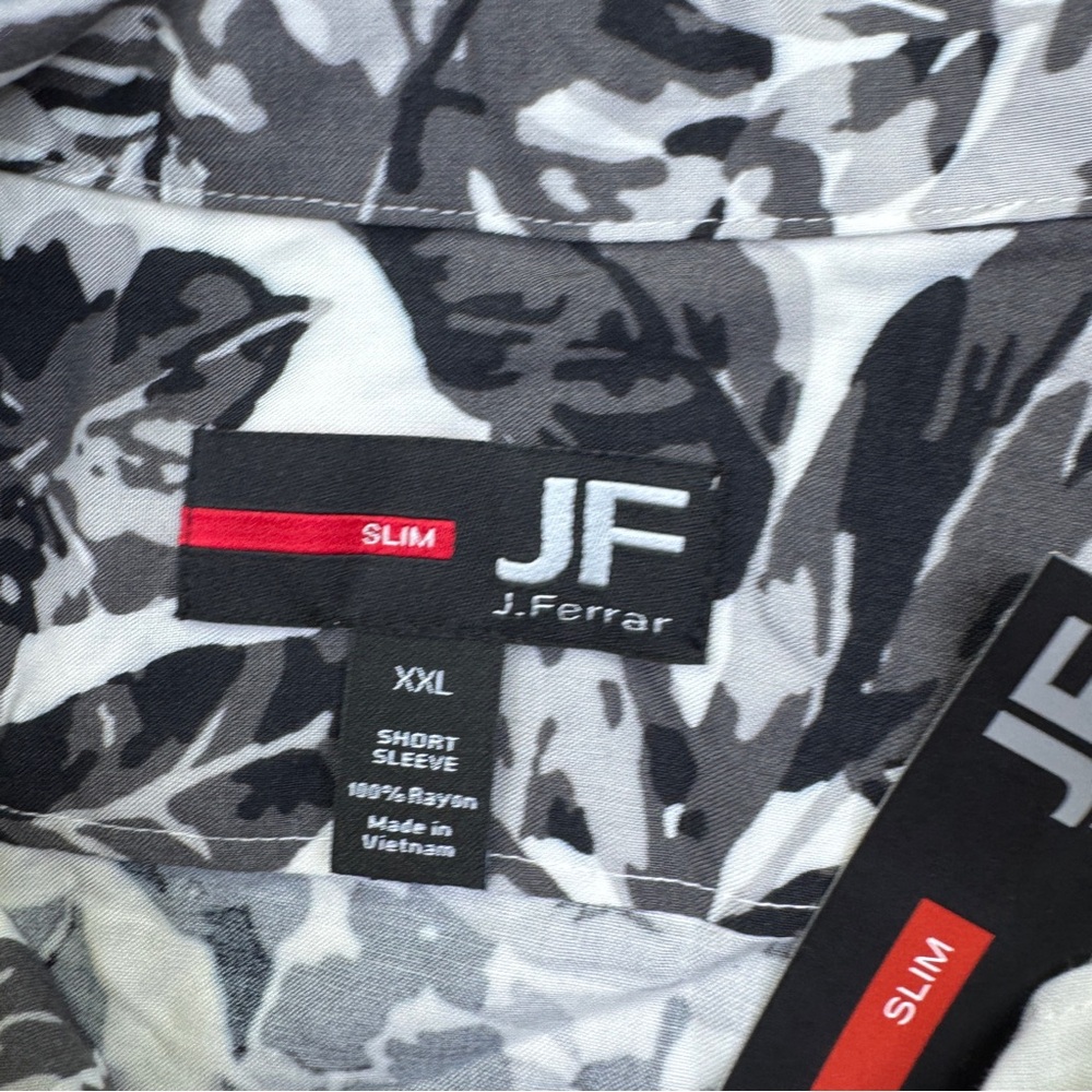 NEW JF  J. Ferrar Men's Black Gray White Floral casual Shirt men’s size XXL Slim - Picture 11 of 15